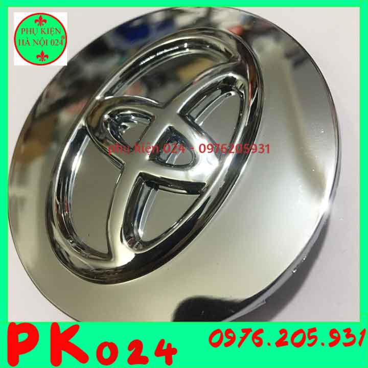 [62mm] Chụp Mâm Ô Tô Logo Toyota 62mm Bạc Sáng