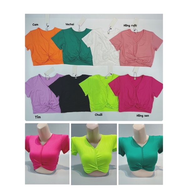 Áo Croptop Cổ Tim Xoắn Eo Thể Thao Nữ Cực Xinh