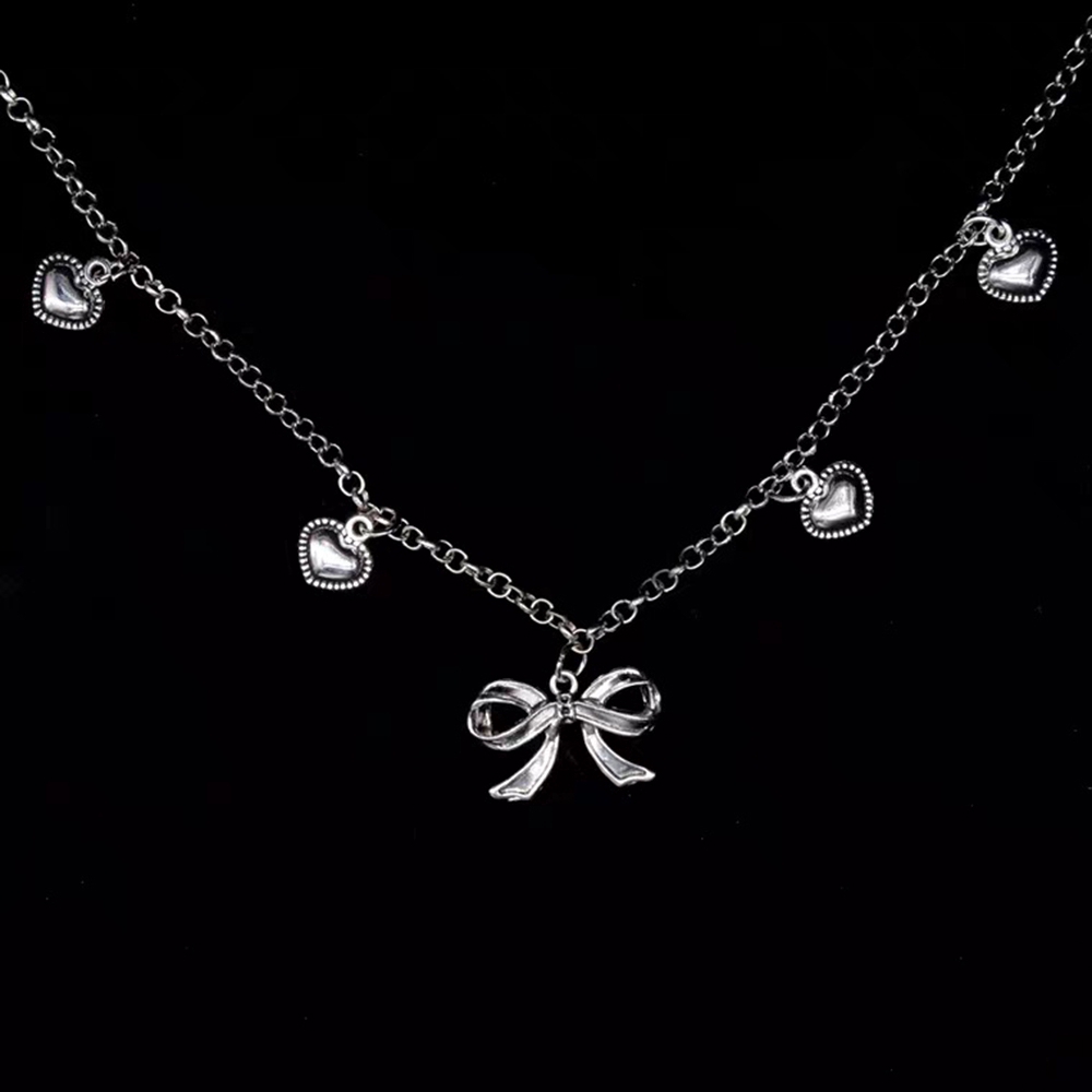 [Mã FASHIONCB232 hoàn tối đa 15K xu đơn 50K] Dây chuyền nữ mặt hình nơ trái tim phong cách retro Hàn Quốc xinh xắn | BigBuy360 - bigbuy360.vn