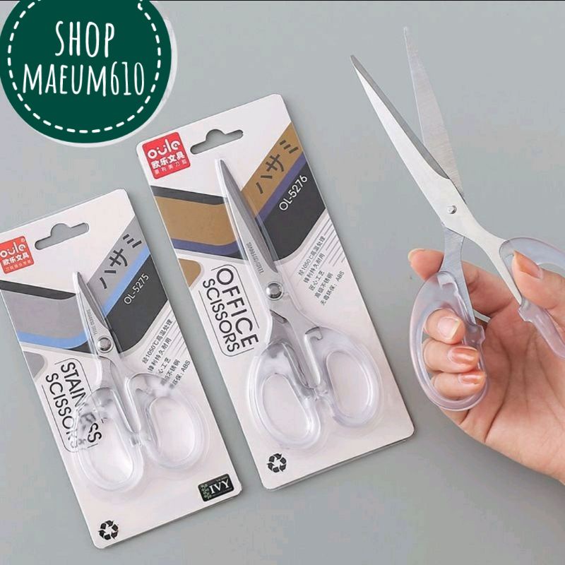 Kéo Oule cán trong suốt 3 kích cỡ nhỏ trung lớn, kéo thủ công handmade ShopMaeum610