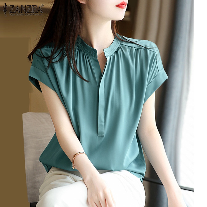 Áo sơ mi ZANZEA tay ngắn thời trang sành điệu cho nữ