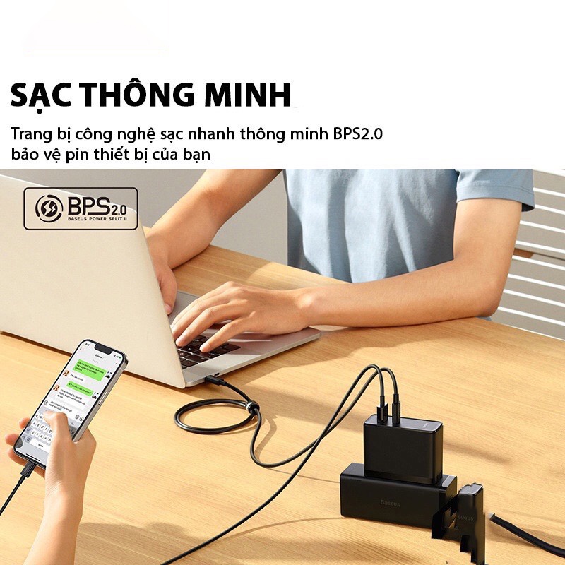 Củ sạc nhanh đa năng Baseus 100W GaN 5 Pro USB PD4.0 QC3.0 Type-C giúp sạc được điện thoại, laptop siêu nhanh.