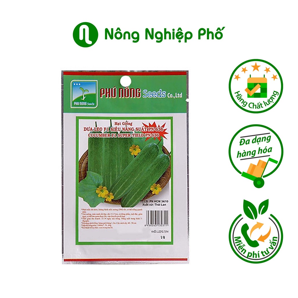 Hạt Giống Dưa Leo Siêu Năng Suất PHÚ NÔNG Gói 1 Gram