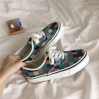 Giày bata nữ giày vải sọc caro học sinh ulzzang