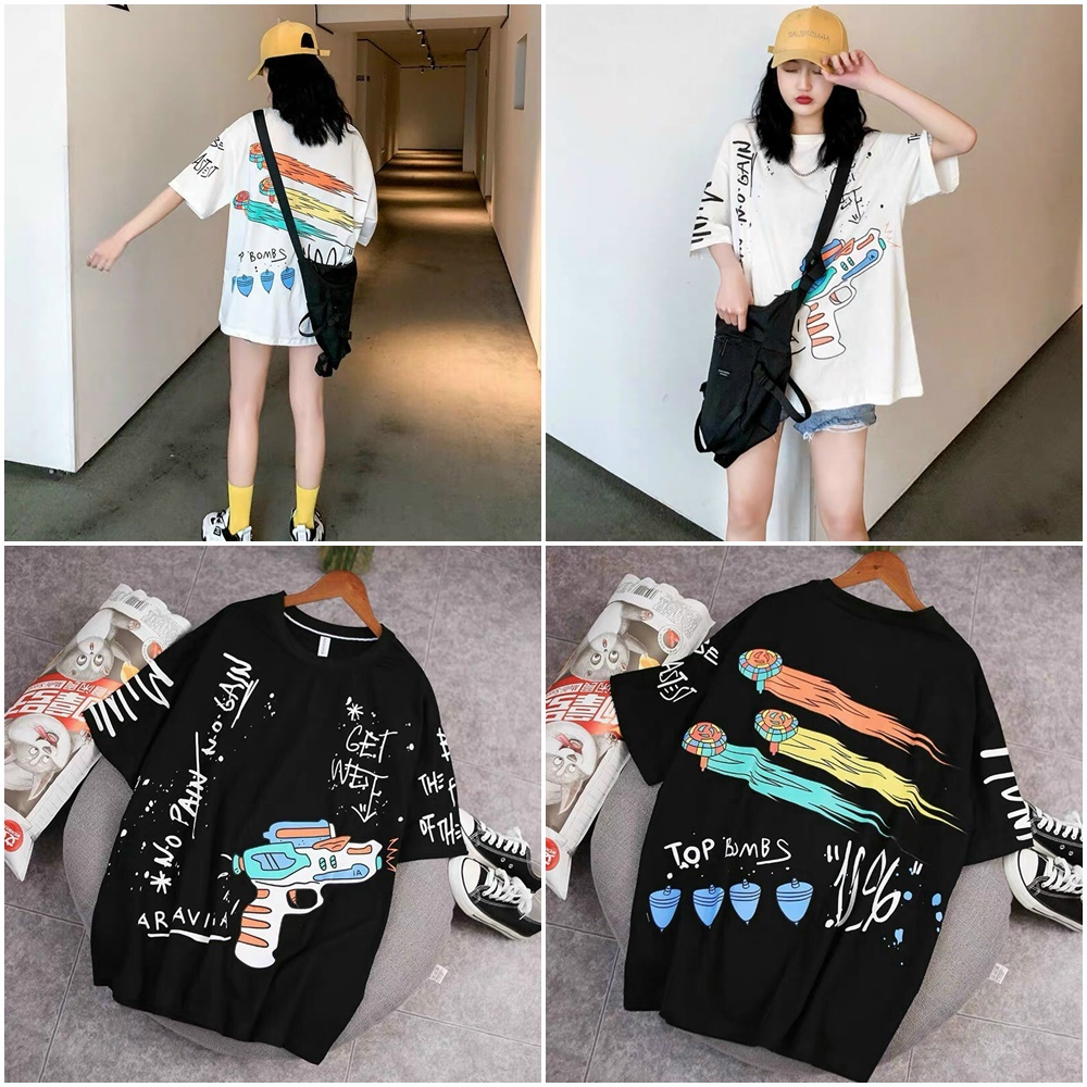 Áo thun tay lỡ form rộng unisex nam nữ mặc đẹp in hình 2 mặt cá tính 2 màu đen,trắngT33 - Sung