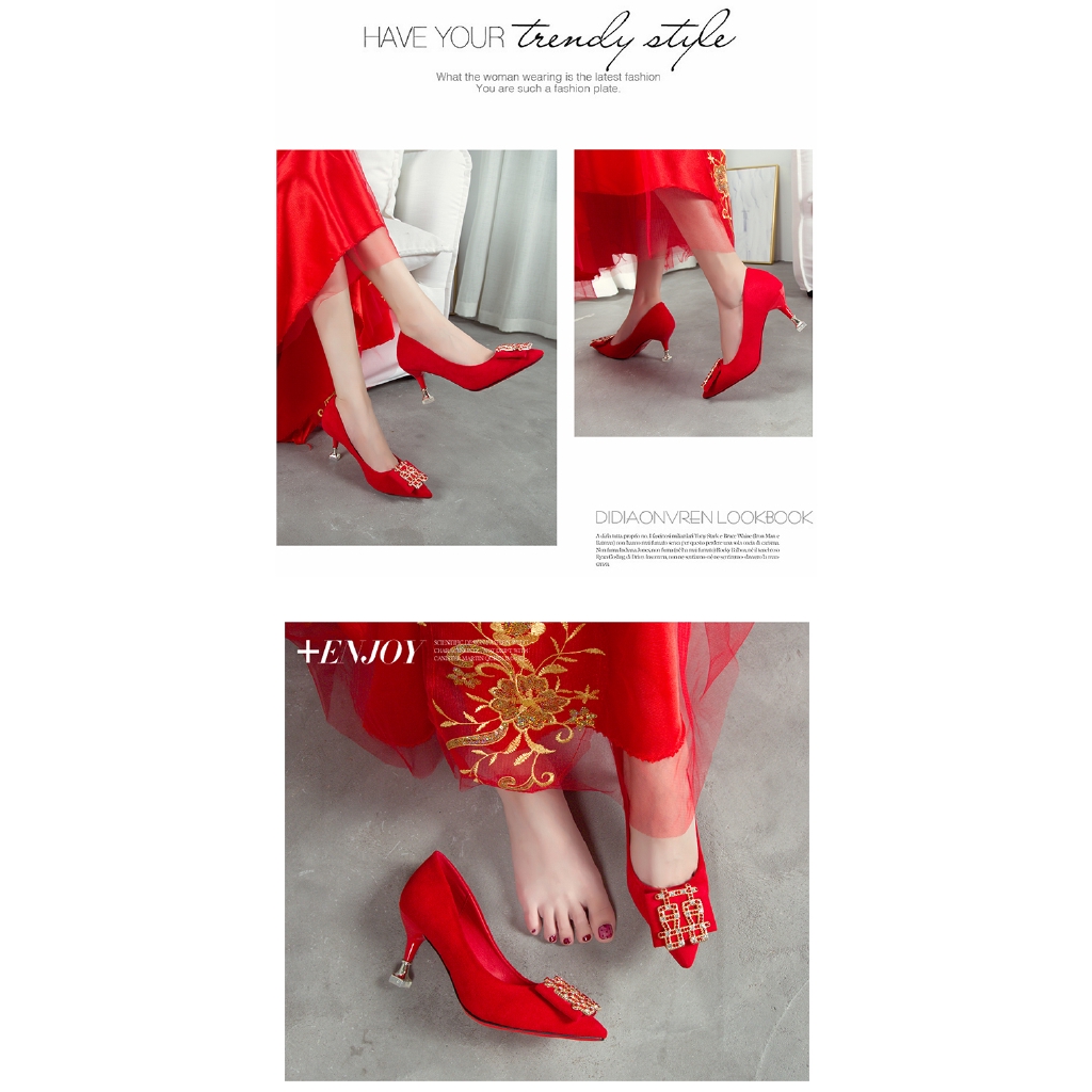 Giày Cao Gót Nữ Mũi Nhọn Màu Đỏ 2019 | BigBuy360 - bigbuy360.vn