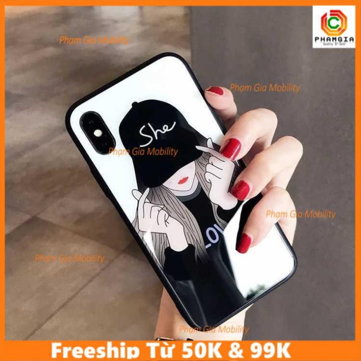 Ốp lưng ép kính chống bể các dòng xiaomi note - She He - siêu đẹp