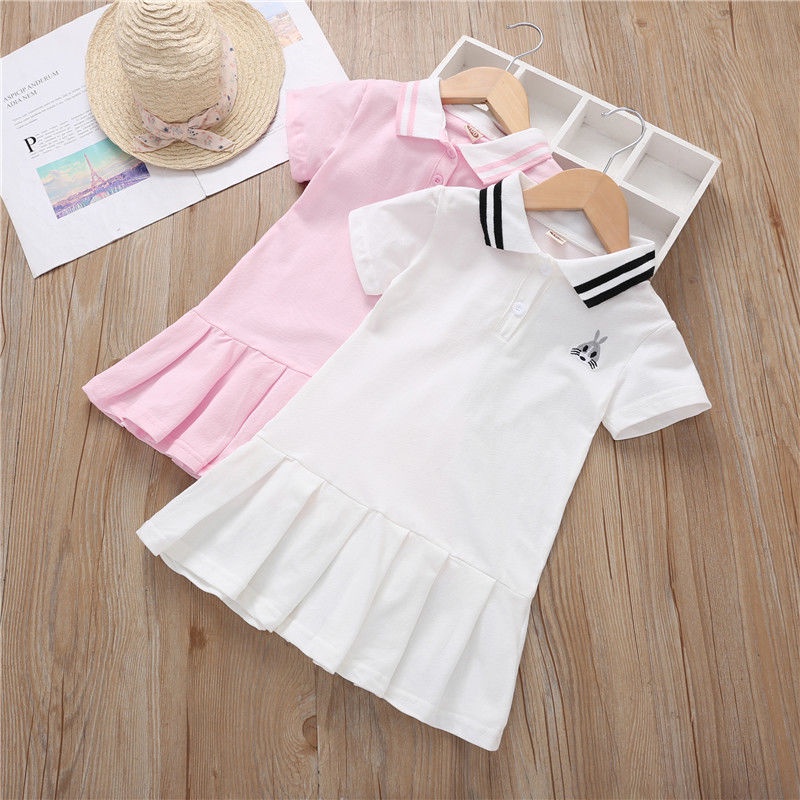 Đầm Thun Polo Tay Ngắn Thời Trang Mùa Hè Cho Bé Gái