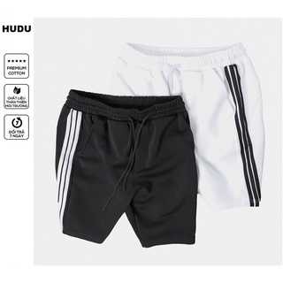 Quần short lửng ngố 3 sọc vải thun da cá , quần short da cá nam nữ unisex