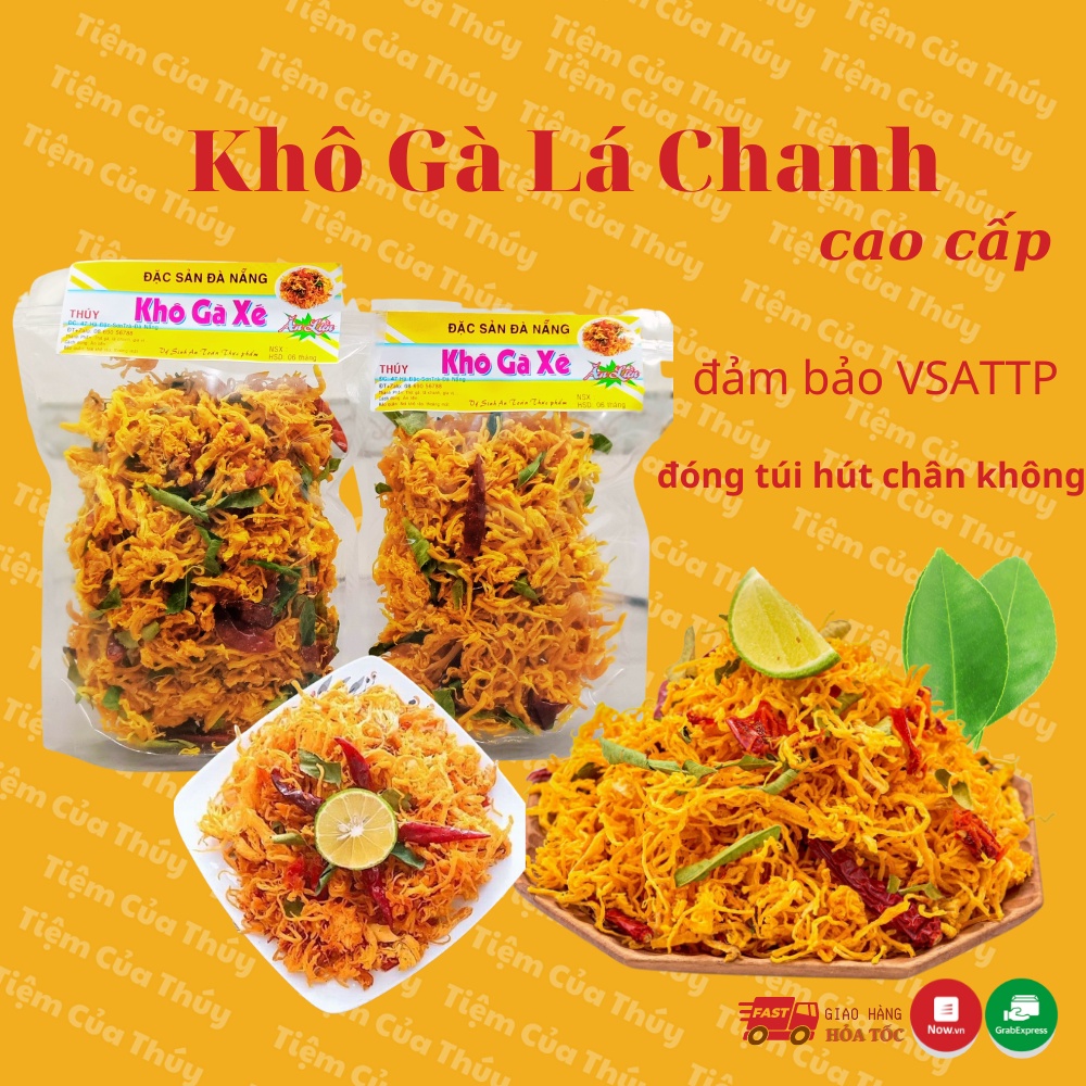 Khô gà xé lá chanh thơm ngon cao cấp chuẩn vị nhà làm túi 300gr và 500gr