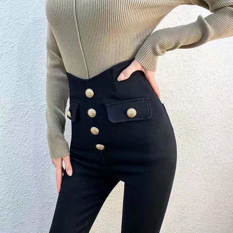 Jiashucheng Quần Skinny Lưng Cao Co Giãn Thời Trang Xuân Hè Cho Nữ