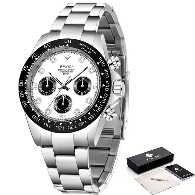 Đồng Hồ Quartz WWOOR Chống Thấm Nước Chất Liệu Thép Không Gỉ Reloj Hombre-8849