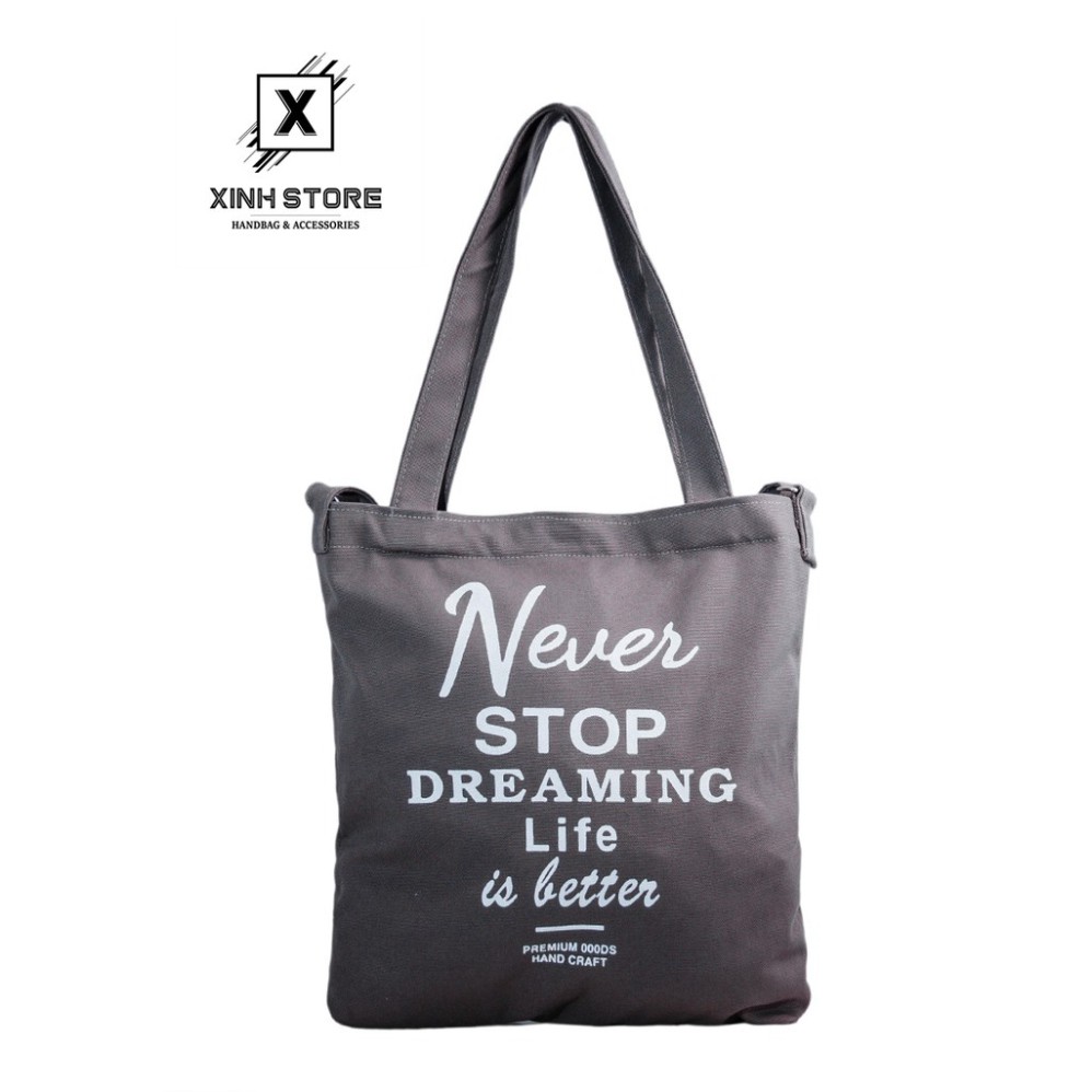 Hot Trend -   Túi Vải Tote 3 Dây Cao Cấp (Đen) Xinh Store