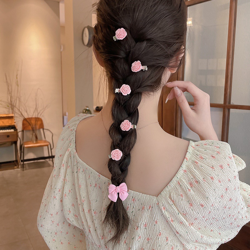 Kẹp Tóc Hình Nơ / Trái Tim Màu Hồng Thời Trang Hàn Quốc Cho Nữ