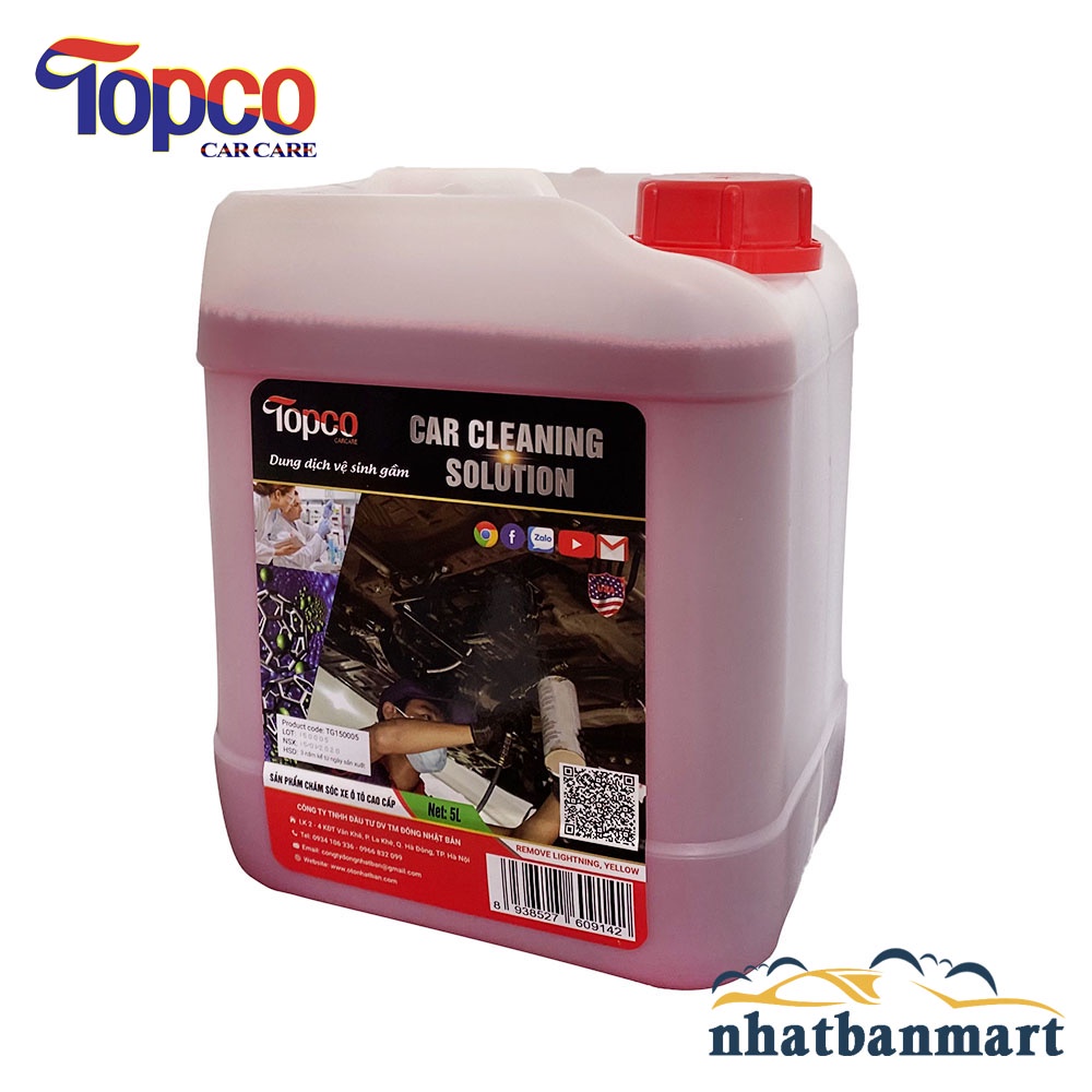 Dung dịch tẩy gầm xe ô tô tẩy rỉ sét, ố bẩn Topco tẩy lốc đầu bò xe máy 5 lít Nhật Bản Mart