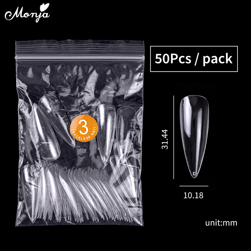 Set 50 móng tay giả MONJA acrylic lì gel UV phong cách thời trang dành cho làm móng tay nghệ thuật