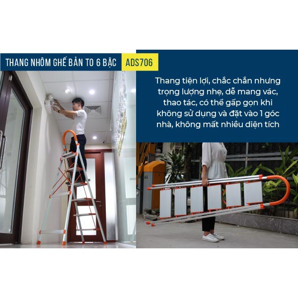 Thang nhôm ghế bản to 6 bậc ADVINDEQ ADS-706