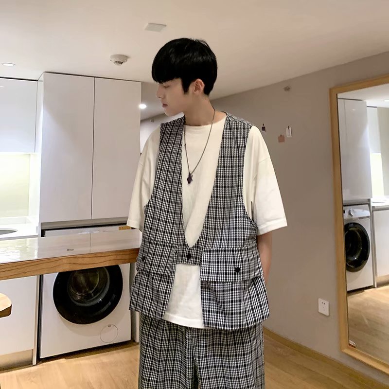 Bộ Áo Vest + Quần Dài Phong Cách Hàn Quốc Thời Trang Mùa Hè Cho Nam Cỡ M-2XL