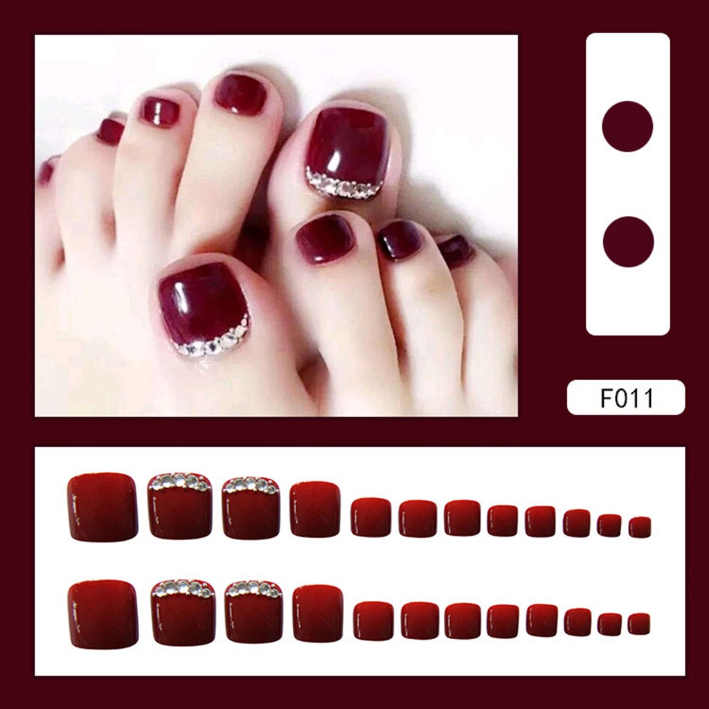 [Hàng mới về] Set 24 Móng Chân Giả Kèm Keo Dán