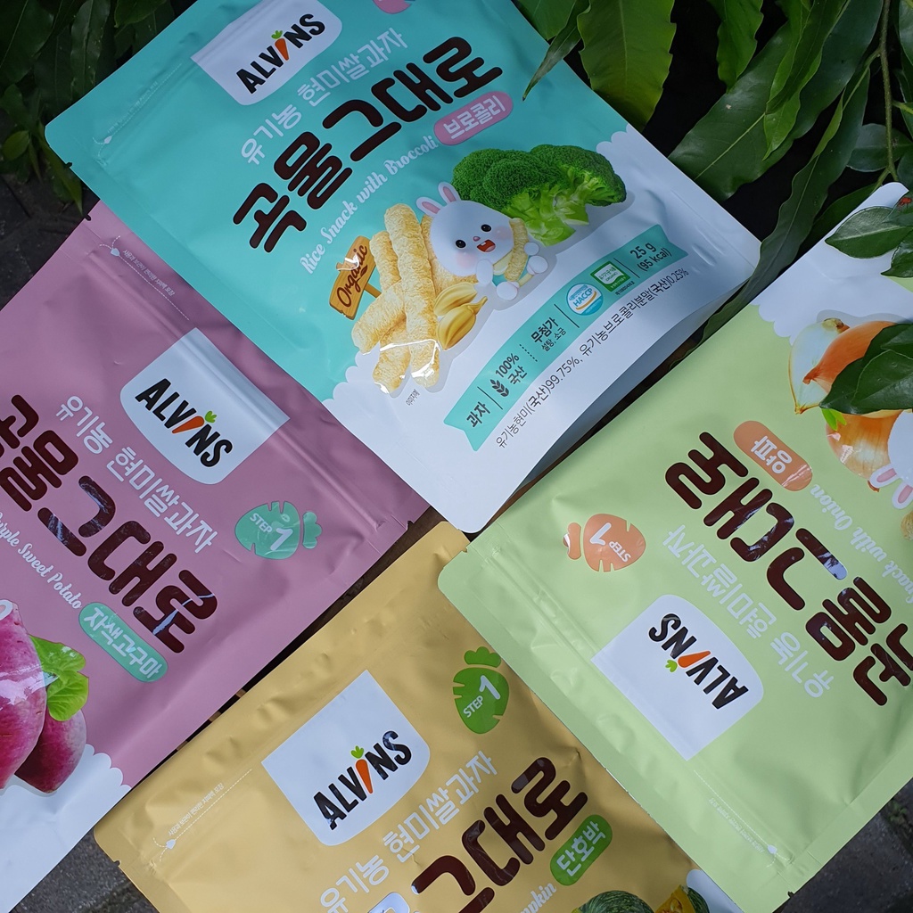 Bánh Gạo Lứt Ăn Dặm Hữu Cơ  ALVIN'S Hàn Quốc Cho Bé 6M Thơm Ngon, Dễ Tan