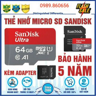 Thẻ nhớ Micro SD SanDick Ultra 64GB/32GB chuyên dụng cho điện thoại, máy tính bảng, camera IP