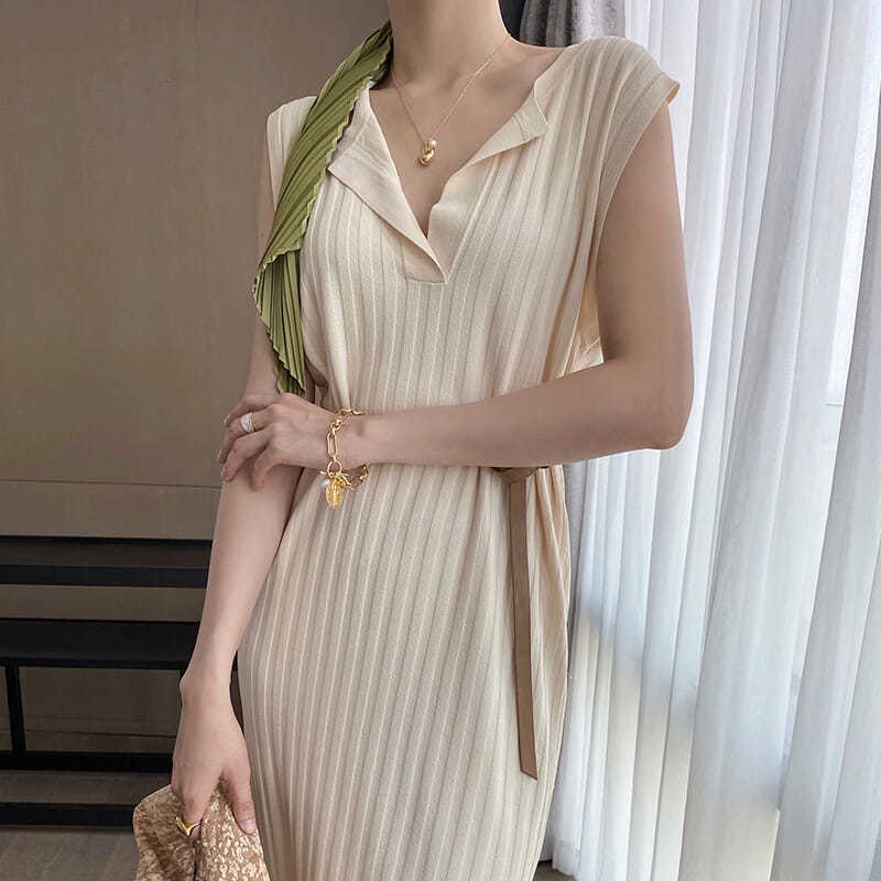 Đầm Dệt Kim Sát Nách Cổ Chữ V Dáng Ôm Cột Dây Thời Trang Hàn Quốc Xinh Xắn Cho Nữ đầm bầu váy nữ váy bé gái váy dài chân váy dài váy nữ chân váy dài