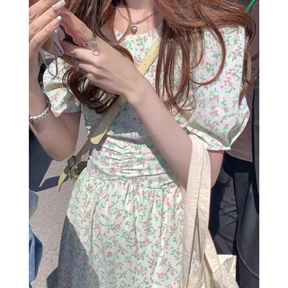  Đầm hoa nhí dáng dài ôm eo thời trang nữ mùa hè 2022  Ảnh thật cuối   