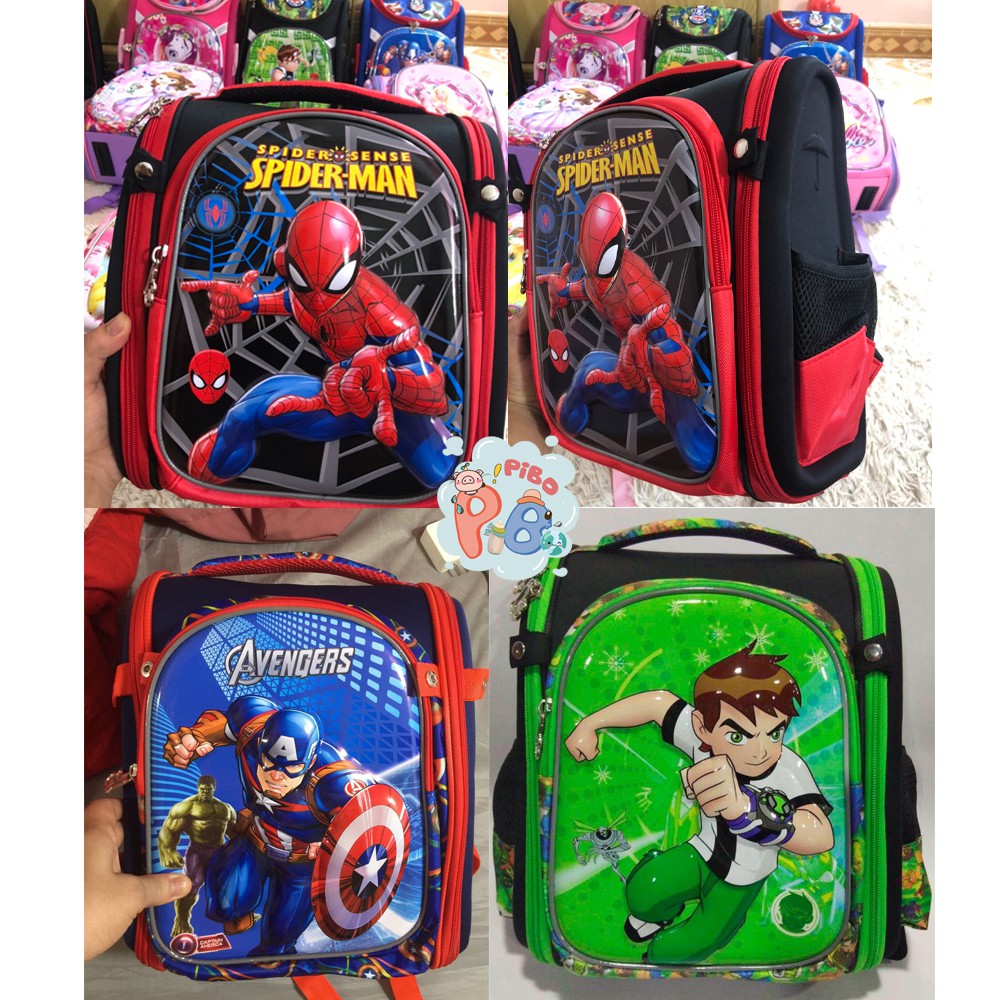 Balo Chống Gù Siêu Nhẹ Cao Cấp Cho Học Sinh Tiểu Học Elsa, Spiderman, Hellokitty, Ben 10