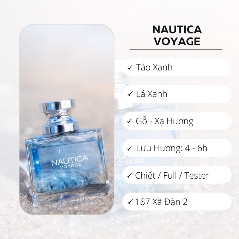 Mùi Hương Táo Xanh, Dưa Leo Mát Mẻ, Dễ Chịu Nautica Voyage - Mẫu Thử Nước Hoa