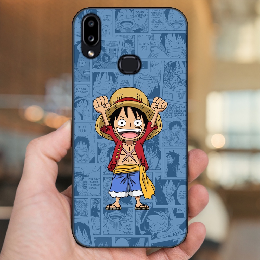 Ốp lưng Samsung A10S viền đen in hình Luffy One Piece