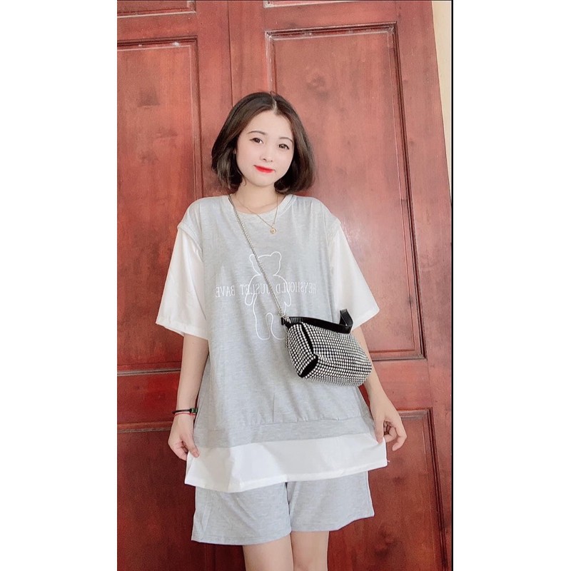 [SIÊU HOT] Sét Bộ Thể Thao Mặc Nhà Nam Nữ Hình Gâu Phối Vạt, Chất Cotton Không Phai ( ẢNH THẬT)