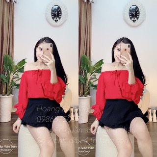 Áo croptop trễ vai nơ trên