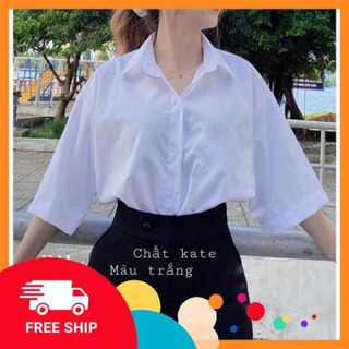 Áo sơ mi trắng nữ, áo sơ mi tay lỡ dáng thụng ND8