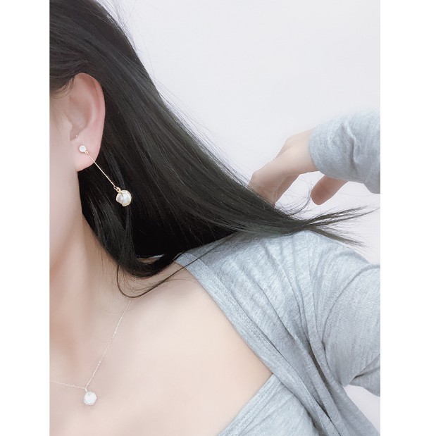 Bông tai Bạc 925 Phong Cách Hàn Quốc - HẠT CHÂU BỌC KIỂU SỢI DÀI ( Cao Cấp )- ẢNH CHỤP THẬT