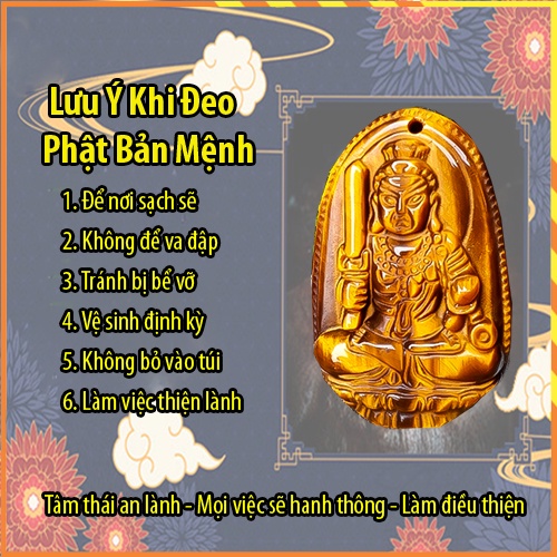Mặt dây chuyền Phật bản mệnh Phật A Di Đà cho Nam Nữ Tuổi Tuất đá phong thủy Tặng kèm [Dây + Móc + Hộp] - Luck Ring