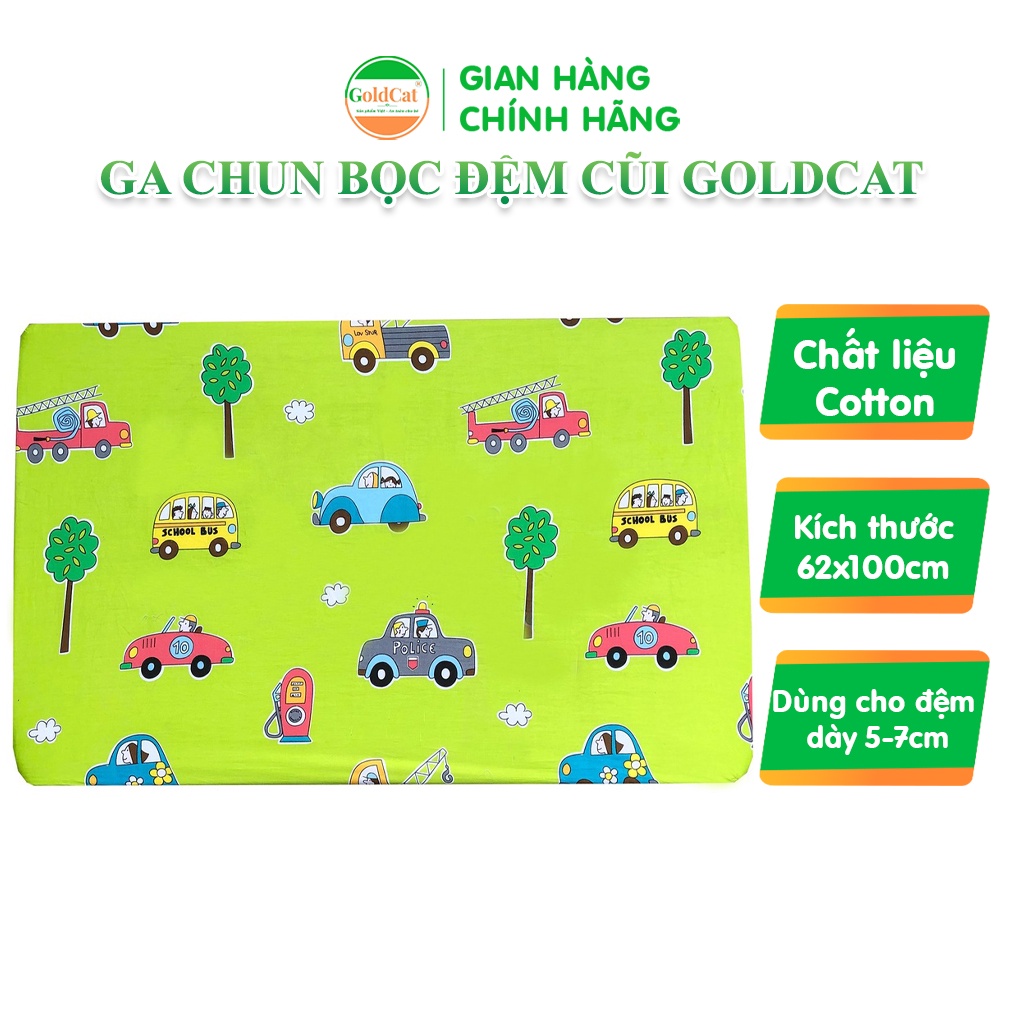 Ga Chun Vải Bọc Đệm Cũi Cho Bé GOLDCAT G62 Chất Liệu Cotton Mềm Mịn An Toàn Dùng Cho Đệm Dày 5-7cm, Kích Thước 62x100 cm