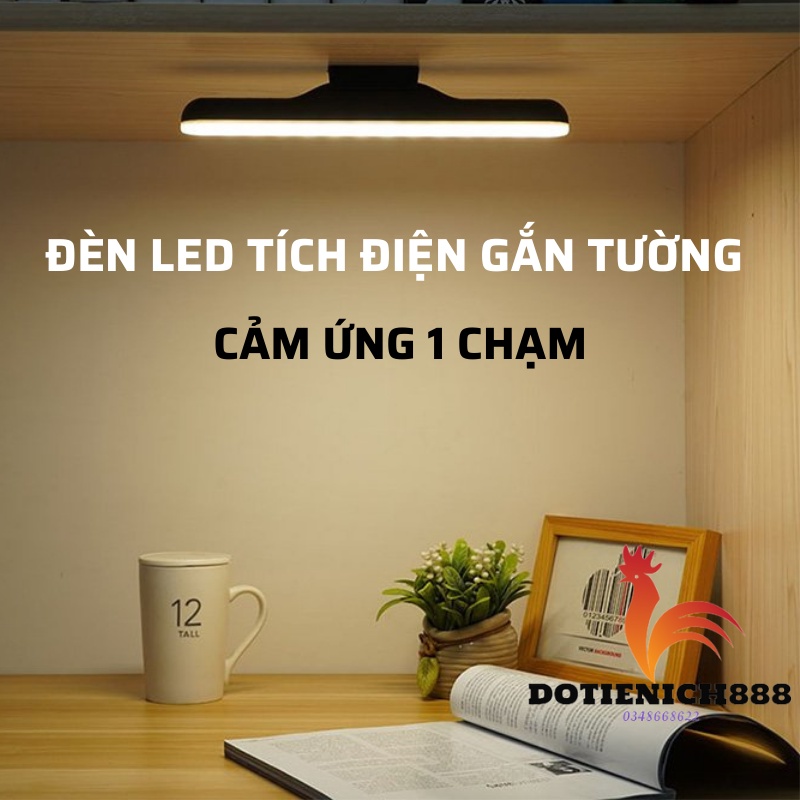 Đèn Led tích điện 1800mAh sac USB dán tường gắn nam châm, để bàn học bàn làm việc tiện lo 3 chế độ sáng cảm ứng 1 chạm