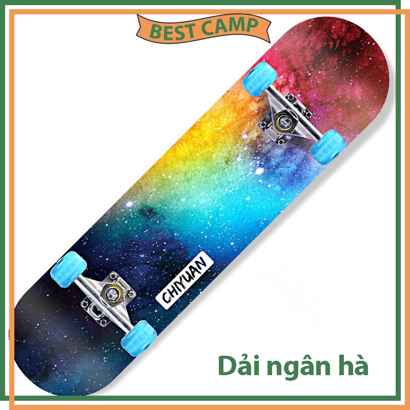 Ván Trượt Thể Thao Skateboard Cao Cấp Ván Trượt Chuẩn Thi Đấu Gỗ Phong Ép 7 Lớp Có Mặt Nhám Bánh Xe Phát Sáng Size Lớn