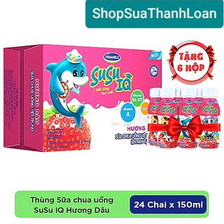 Thung 24 chai sữa chua uống susu iq hương dâu 150 ml.