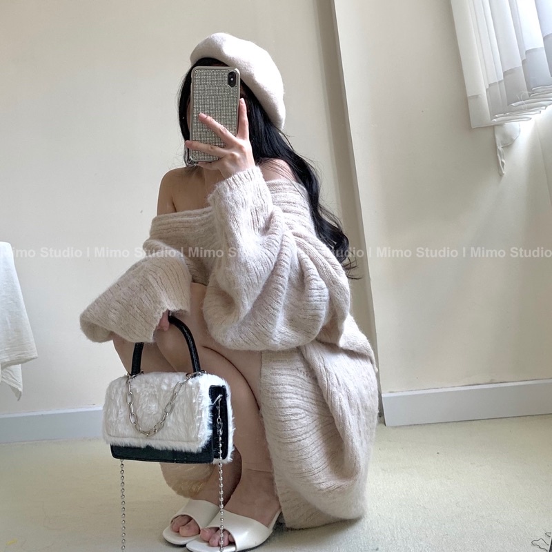 Túi da phủ lông kèm chain-2020