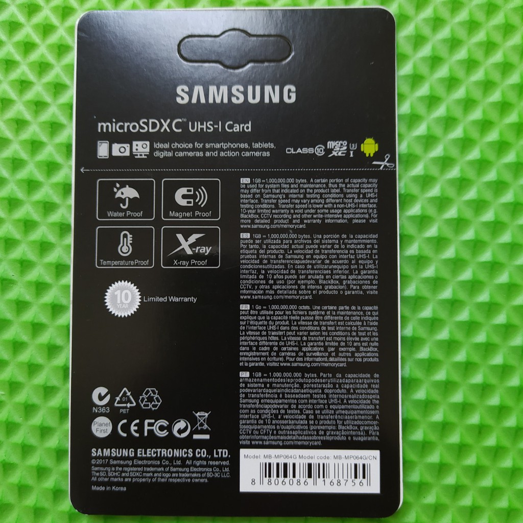 Thẻ nhớ Samsung 64GB tốc độ đọc up to 100MB/s hỗ trợ quay video full HD, video 2K, video 4K