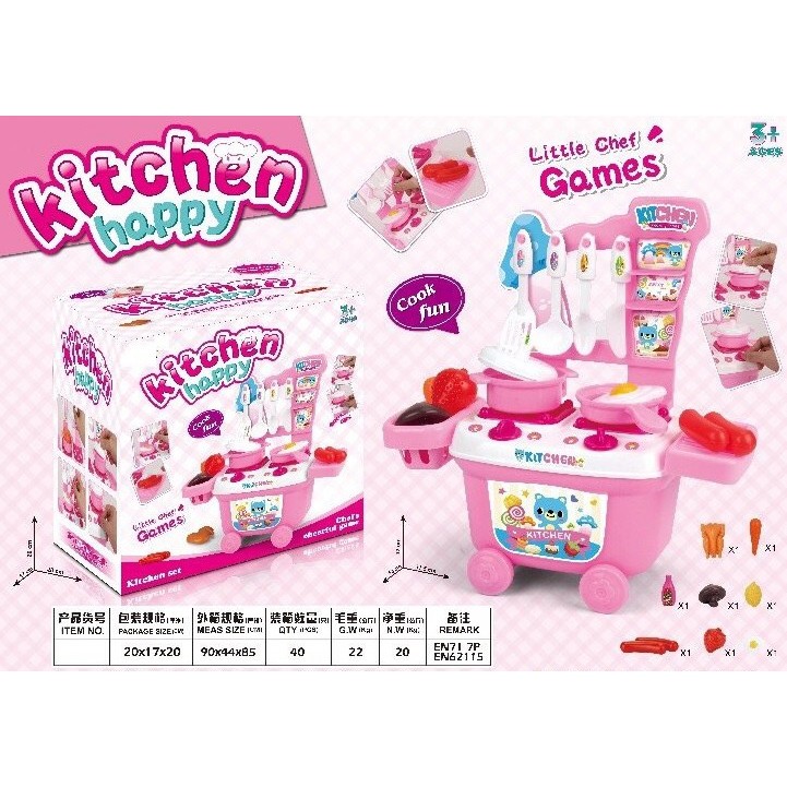 Đồ chơi nhà bếp nấu ăn kitchen happy cho bé trải nghiệm làm đầu bếp quà tặng cho bé trẻ em