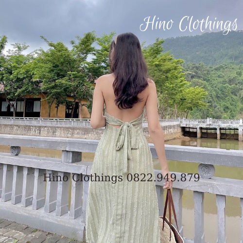 Đầm yếm buộc dây nơ lưng, váy dây yếm hơ lưng H001 | BigBuy360 - bigbuy360.vn