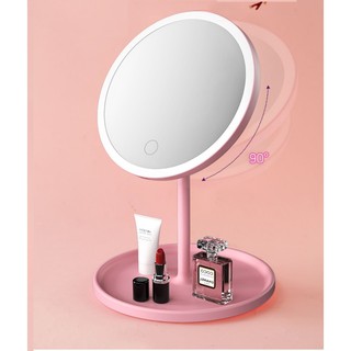 GƯƠNG TRANG ĐIỂM ĐỂ BÀN HÌNH TRÒN 2 MÀU HỒNG PHẤN VÀ TRẮNG DỄ THƯƠNG CAO 32CM MẶT GƯƠNG 18CM