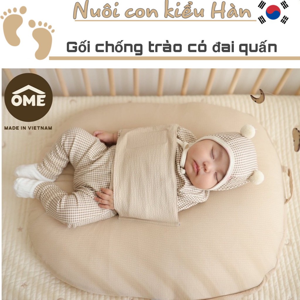 Gối Chống Trào Ngược Có Đai Quấn Chống Giật Mình Cho Bé Ome *Gối Chống Trào* Chính Hãng