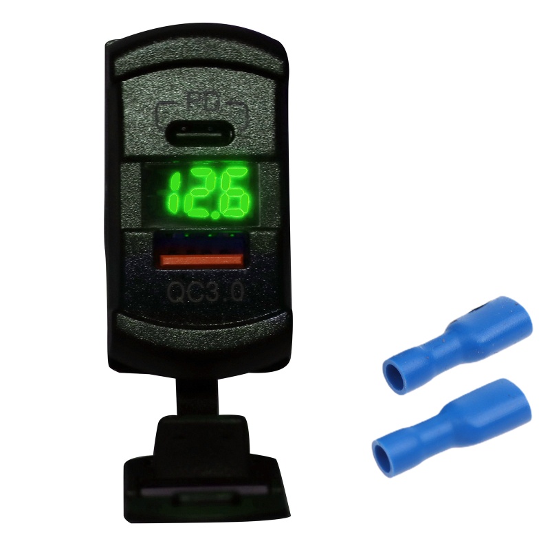 Cốc Sạc Điện Thoại Nhanh Type C PD QC3 0 Màn Hình LED Cho Xe Hơi