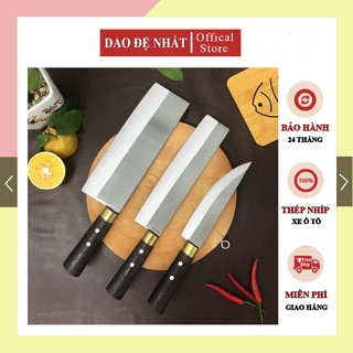 Dao bộ 3 dao nhà bếp rèn thủ công từ thép trắng không gỉ hàng cao cấp cán gỗ