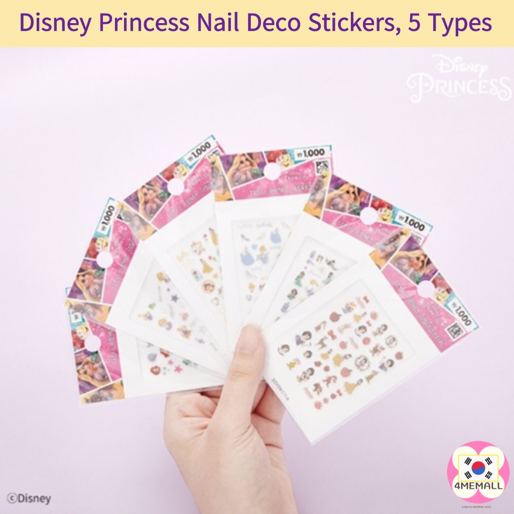 Hình dán móng tay công chúa Disney nàng tiên cá Rapunzel Jasmine Belle Bạch Tuyết 5 kiểu