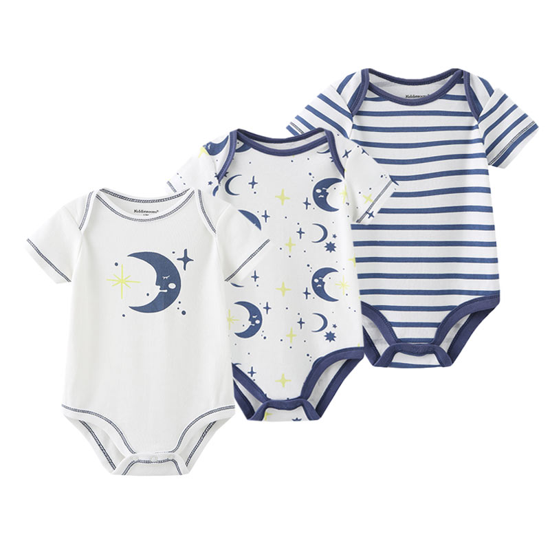 Set 3 áo liền quần vải cotton mỏng thời trang mùa hè dành cho trẻ sơ sinh