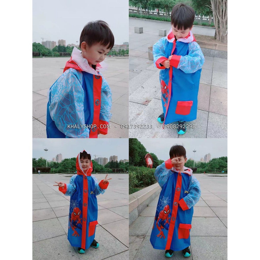 Áo mưa hình người nhện Spiderman màu xanh dương dành cho trẻ em bé trai còn size M - 83P4NVF86393S - (Disney)